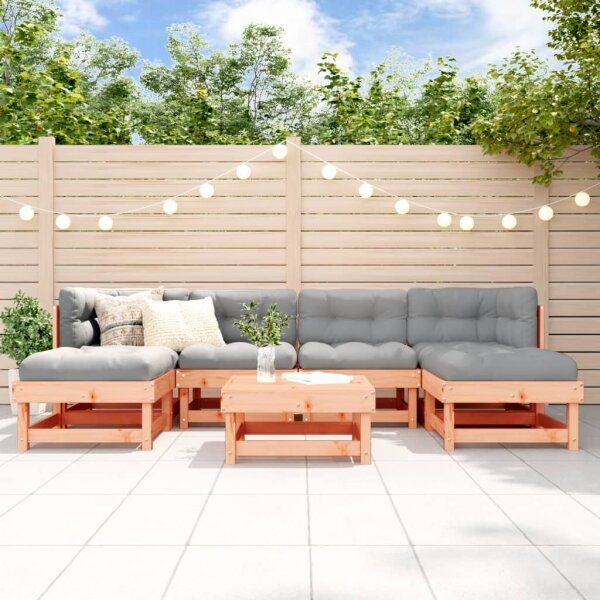 vidaXL 7-tlg. Garten-Lounge-Set mit Kissen Massivholz Douglasie