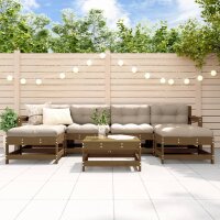 vidaXL 7-tlg. Garten-Lounge-Set mit Kissen Honigbraun Massivholz