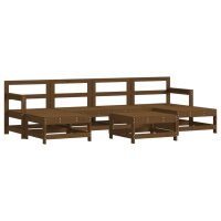 vidaXL 7-tlg. Garten-Lounge-Set mit Kissen Honigbraun Massivholz