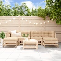 vidaXL 7-tlg. Garten-Lounge-Set mit Kissen Massivholz