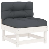 vidaXL 7-tlg. Garten-Lounge-Set mit Kissen Wei&szlig; Massivholz