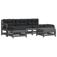 vidaXL 6-tlg. Garten-Lounge-Set mit Kissen Grau Massivholz