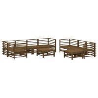 vidaXL 10-tlg. Garten-Lounge-Set mit Kissen Honigbraun Massivholz