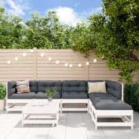 vidaXL 7-tlg. Garten-Lounge-Set mit Kissen Wei&szlig; Massivholz