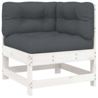 vidaXL 7-tlg. Garten-Lounge-Set mit Kissen Wei&szlig; Massivholz