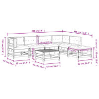 vidaXL 7-tlg. Garten-Lounge-Set mit Kissen Wei&szlig; Massivholz