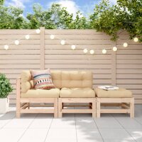 vidaXL 3-tlg. Garten-Lounge-Set mit Kissen Massivholz