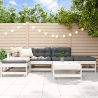 vidaXL 6-tlg. Garten-Lounge-Set mit Kissen Wei&szlig; Massivholz