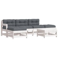 vidaXL 6-tlg. Garten-Lounge-Set mit Kissen Wei&szlig; Massivholz