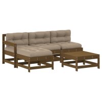 vidaXL 5-tlg. Garten-Lounge-Set mit Kissen Honigbraun Massivholz