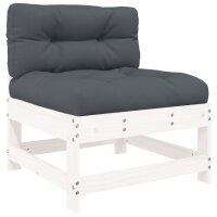 vidaXL 7-tlg. Garten-Lounge-Set mit Kissen Wei&szlig; Massivholz