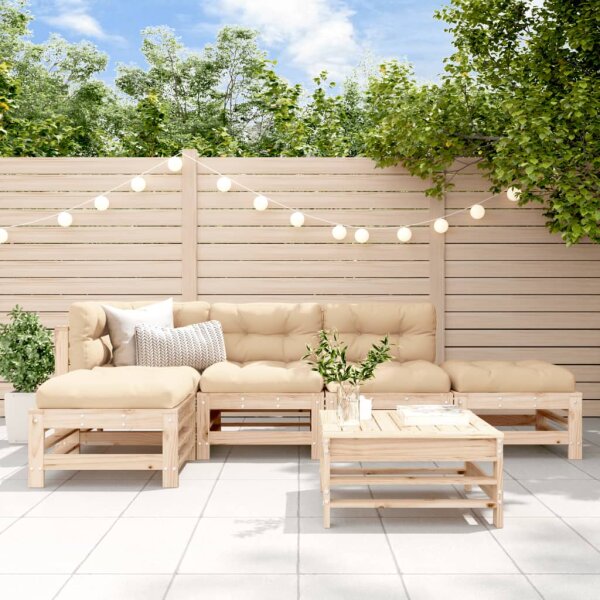 vidaXL 6-tlg. Garten-Lounge-Set mit Kissen Massivholz