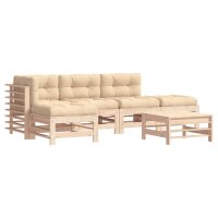 vidaXL 6-tlg. Garten-Lounge-Set mit Kissen Massivholz