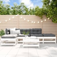 vidaXL 6-tlg. Garten-Lounge-Set mit Kissen Wei&szlig; Massivholz