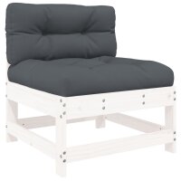 vidaXL 6-tlg. Garten-Lounge-Set mit Kissen Wei&szlig; Massivholz