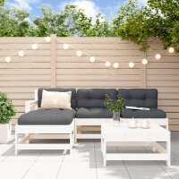 vidaXL 5-tlg. Garten-Lounge-Set mit Kissen Wei&szlig; Massivholz