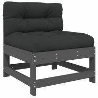 vidaXL 10-tlg. Garten-Lounge-Set mit Kissen Grau Massivholz