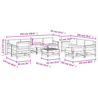 vidaXL 10-tlg. Garten-Lounge-Set mit Kissen Grau Massivholz
