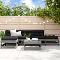 vidaXL 6-tlg. Garten-Lounge-Set mit Kissen Grau Massivholz