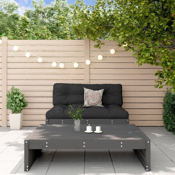 vidaXL 2-tlg. Garten-Lounge-Set mit Kissen Grau Massivholz