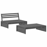 vidaXL 2-tlg. Garten-Lounge-Set mit Kissen Grau Massivholz