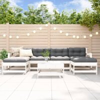 vidaXL 7-tlg. Garten-Lounge-Set mit Kissen Wei&szlig; Massivholz