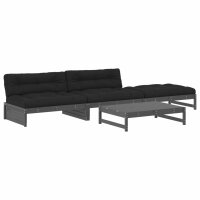 vidaXL 4-tlg. Garten-Lounge-Set mit Kissen Grau Massivholz