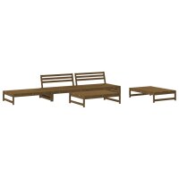 vidaXL 5-tlg. Garten-Lounge-Set mit Kissen Honigbraun Massivholz