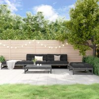 vidaXL 5-tlg. Garten-Lounge-Set mit Kissen Grau Massivholz