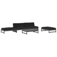 vidaXL 5-tlg. Garten-Lounge-Set mit Kissen Grau Massivholz