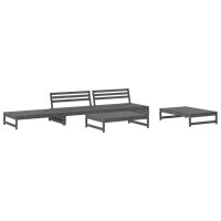 vidaXL 5-tlg. Garten-Lounge-Set mit Kissen Grau Massivholz