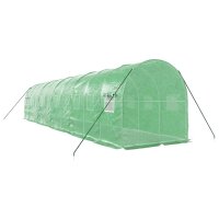 vidaXL Gewächshaus mit Stahlrahmen Grün 20 m² 10x2x2 m