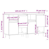 vidaXL Sideboards 2 Stk. Wei&szlig; Holzwerkstoff