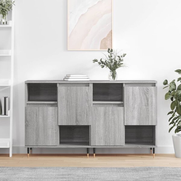 vidaXL Sideboards 2 Stk. Grau Sonoma Holzwerkstoff