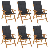 vidaXL Gartenstühle mit Kissen 6 Stk. Massivholz Teak