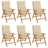 vidaXL Gartenstühle mit Kissen 6 Stk. Massivholz Teak