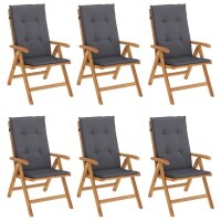 vidaXL Gartenstühle mit Kissen 6 Stk. Massivholz Teak