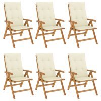 vidaXL Gartenstühle mit Kissen 6 Stk. Massivholz Teak