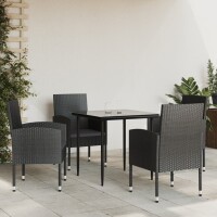 vidaXL 5-tlg. Garten-Essgruppe Schwarz Poly Rattan und Stahl