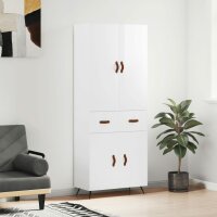 vidaXL Highboard Hochglanz-Wei&szlig; 69,5x34x180 cm Holzwerkstoff