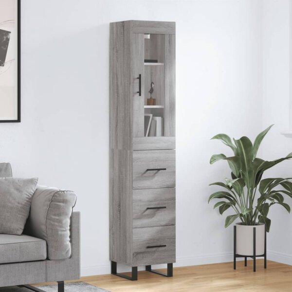 vidaXL Highboard Grau Sonoma 34,5x34x180 cm Holzwerkstoff