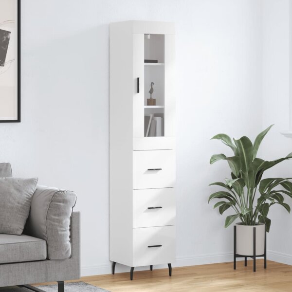 vidaXL Highboard Hochglanz-Wei&szlig; 34,5x34x180 cm Holzwerkstoff