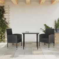 vidaXL 3-tlg. Garten-Essgruppe Schwarz Poly Rattan und Stahl