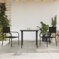 vidaXL 3-tlg. Garten-Essgruppe Schwarz Poly Rattan und Stahl