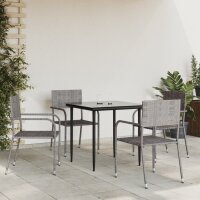 vidaXL 5-tlg. Garten-Essgruppe Grau und Schwarz Poly Rattan und Stahl