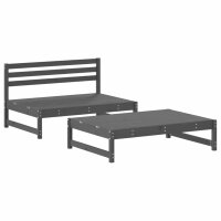 vidaXL 2-tlg. Garten-Lounge-Set mit Kissen Grau Massivholz