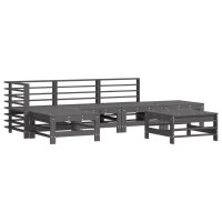 vidaXL 6-tlg. Garten-Lounge-Set mit Kissen Grau Massivholz