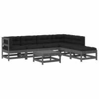 vidaXL 7-tlg. Garten-Lounge-Set mit Kissen Grau Massivholz