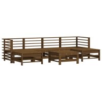 vidaXL 7-tlg. Garten-Lounge-Set mit Kissen Honigbraun Massivholz