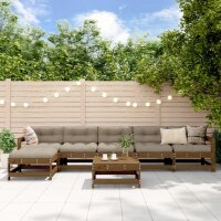 vidaXL 7-tlg. Garten-Lounge-Set mit Kissen Honigbraun Massivholz